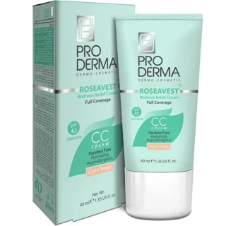 کرم پوشاننده پرودرما مناسب پوست معمولی و حساس با spf40 - بژ روشن (سی سی کرم)
