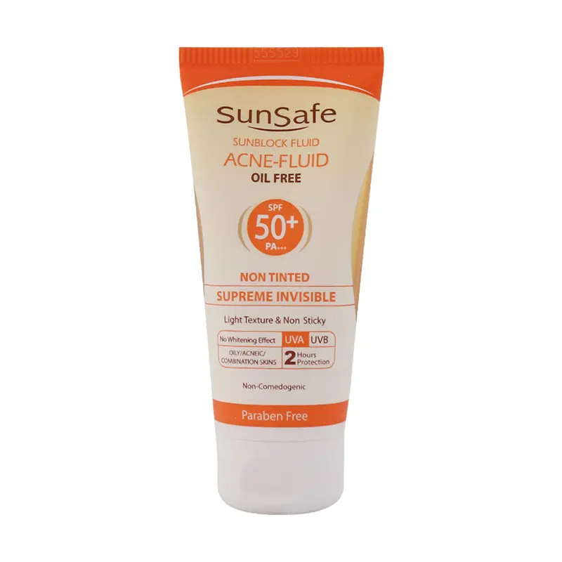 فلوئید ضد آفتاب فاقد چربی و رنگ سان سیف spf50 - حجم ۵۰ میلی لیتر